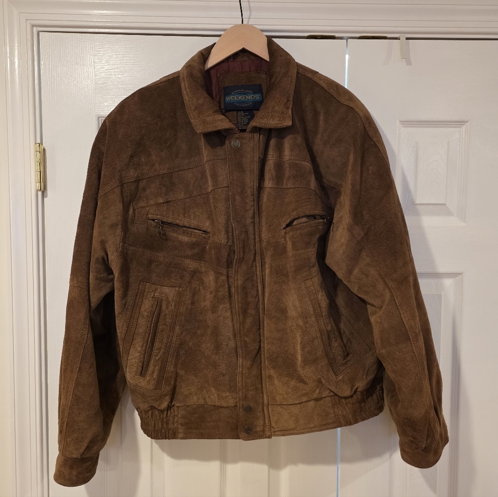 Men's Brown Suede Bomber Jacket